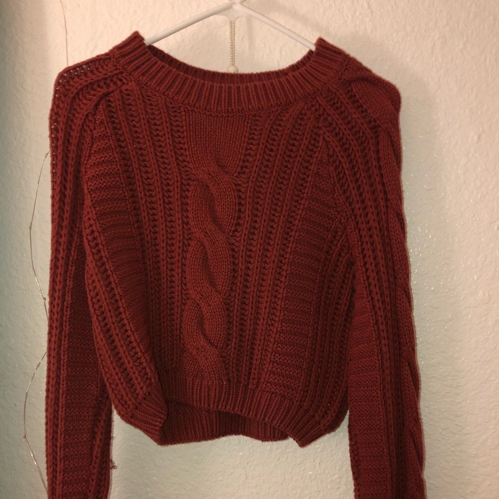 Lottie Moss Maroon cropped sweater